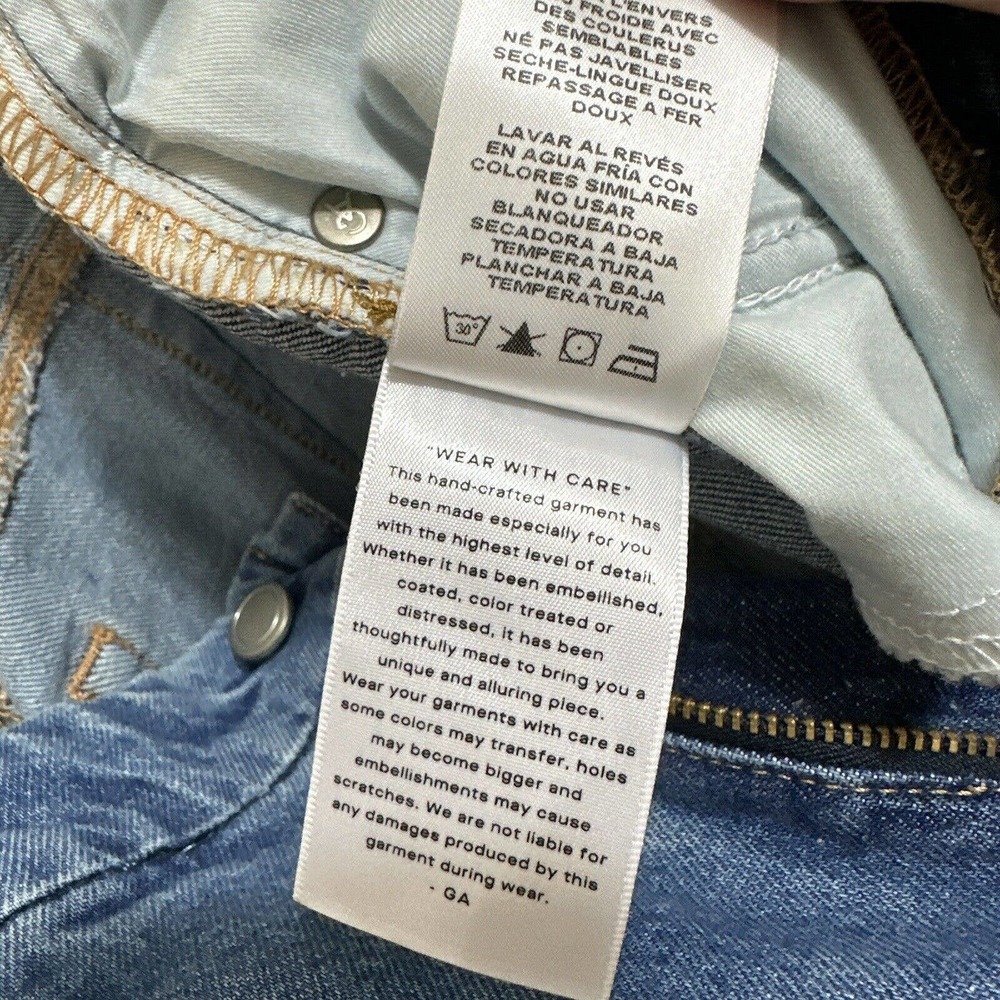 Good American Good Icon Crop Festival Rips Jeans Womens Blue High Rise 10 / 30 - Picture 13 of 14